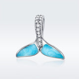 925 Sterling Silver Ocean Fishtail Pendant Necklace - Side View