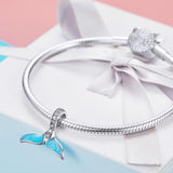 925 Sterling Silver Ocean Fishtail Pendant Necklace - Close-Up Angle