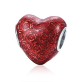 925 Sterling Silver Red Love Diy Bracelet Necklace Beads - Front View