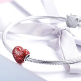 925 Sterling Silver Red Love Diy Bracelet Necklace Beads - Close-Up Angle