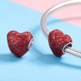 925 Sterling Silver Red Love Diy Bracelet Necklace Beads - Low Angle