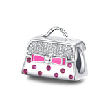 925 Sterling Silver Handbag Beads For Diy Bracelets & Necklaces - Front View