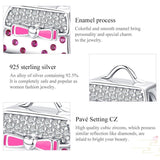 925 Sterling Silver Handbag Beads For Diy Bracelets & Necklaces - 45-Degree Angle