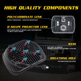 7 Inch 5X7 / 7X6 H4 Dc 9V - 30V 3500Lm 35W Car Square Shape Led Headlight Lamps For Jeep Wrangler - Low Angle