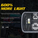 7 Inch 5X7 / 7X6 H4 Dc 9V - 30V 3500Lm 35W Car Square Shape Led Headlight Lamps For Jeep Wrangler - Extra Image