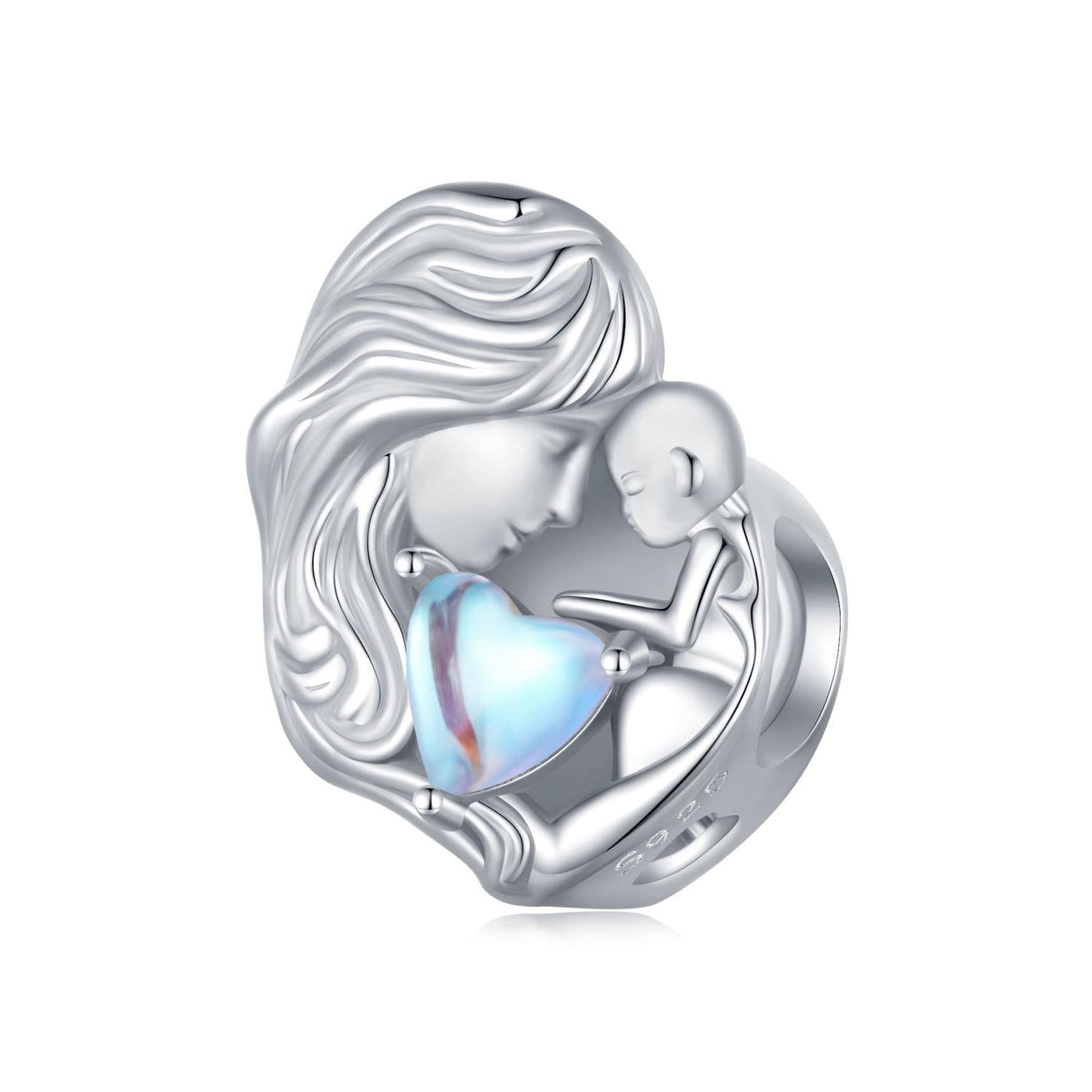 925 Sterling Silver Love Heart Pendant Necklace For Mother And Child