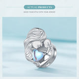 925 Sterling Silver Love Heart Pendant Necklace For Mother And Child - 45-Degree Angle