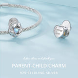 925 Sterling Silver Love Heart Pendant Necklace For Mother And Child - Rear View