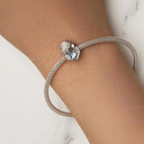 925 Sterling Silver Love Heart Pendant Necklace For Mother And Child - Close-Up Angle