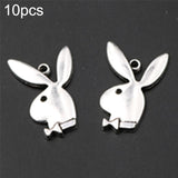 10Pc Antique Rabbit Charm Set For Diy Jewelry - Front View