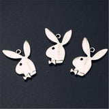 10Pc Antique Rabbit Charm Set For Diy Jewelry - Side View