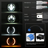 7 Inch H4 / H13 Dc 9V - 30V 3000Lm 3000K - 6000K 25W Car Round Shape Led Headlight Lamps For Jeep Wrangler With Angel Eye White Light - Side View