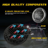 7 Inch H4 / H13 Dc 9V - 30V 3000Lm 3000K - 6000K 25W Car Round Shape Led Headlight Lamps For Jeep Wrangler With Angel Eye White Light