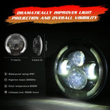 7 Inch H4 / H13 Dc 9V - 30V 3000Lm 3000K - 6000K 25W Car Round Shape Led Headlight Lamps For Jeep Wrangler With Angel Eye White Light - Extra Image