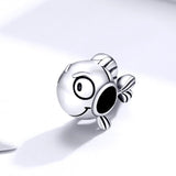 925 Sterling Silver Simple Fish Bead Bracelet / Necklace Accessory - Side View
