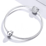 925 Sterling Silver Simple Fish Bead Bracelet / Necklace Accessory - Close-Up Angle