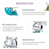 925 Sterling Silver Cat Mermaid Beads For Diy Bracelets & Necklaces - Rear View