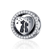 925 Sterling Silver Love Cat Heart Beads For Diy Bracelets & Necklaces