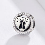925 Sterling Silver Love Cat Heart Beads For Diy Bracelets & Necklaces - Side View