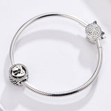 925 Sterling Silver Love Cat Heart Beads For Diy Bracelets & Necklaces - Close-Up Angle