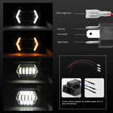 7 Inch H4 Dc 9V - 30V 3000Lm 6000K 30W Ip67 8Led Lamp Beads Car Square Shape Led Headlight Lamps For Jeep Wrangler - Close-Up Angle