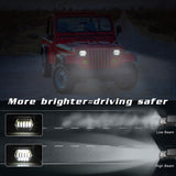 7 Inch H4 Dc 9V - 30V 3000Lm 6000K 30W Ip67 8Led Lamp Beads Car Square Shape Led Headlight Lamps For Jeep Wrangler - Extra Image