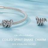 925 Sterling Silver Coiled Snake Pendant For Diy Bracelets - Close-Up Angle