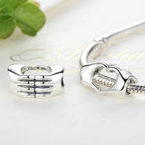 925 Sterling Silver Hand In Hand Bracelet Beads Diy - 45-Degree Angle