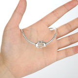 925 Sterling Silver Hand In Hand Bracelet Beads Diy - Rear View