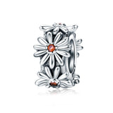 925 Sterling Silver Daisy Wreath Beads For Diy Bracelets & Necklaces - Front View