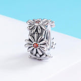 925 Sterling Silver Daisy Wreath Beads For Diy Bracelets & Necklaces - Side View