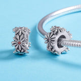 925 Sterling Silver Daisy Wreath Beads For Diy Bracelets & Necklaces - Close-Up Angle