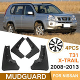 For Nissan X-Trail T31 2008-2013 4Pcs / Set Car Auto Soft Plastic Splash Flaps Fender Guard - Front View