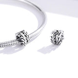 925 Sterling Silver Simple Seaweed Bead Bracelet / Necklace Set - Rear View