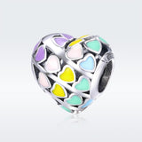 925 Sterling Silver Diy Bracelet Accessory Heart Shaped Oil Drop Beads - Side View