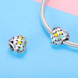 925 Sterling Silver Diy Bracelet Accessory Heart Shaped Oil Drop Beads - Rear View