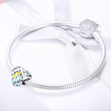 925 Sterling Silver Diy Bracelet Accessory Heart Shaped Oil Drop Beads - Close-Up Angle