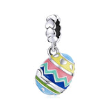 925 Sterling Silver Lucky Egg Pendant For Diy Bracelets & Necklaces - Front View