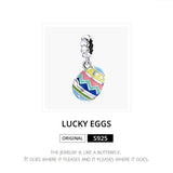 925 Sterling Silver Lucky Egg Pendant For Diy Bracelets & Necklaces - Side View