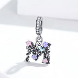 925 Sterling Silver Letter M Pendant For Diy Bracelets & Necklaces - Side View