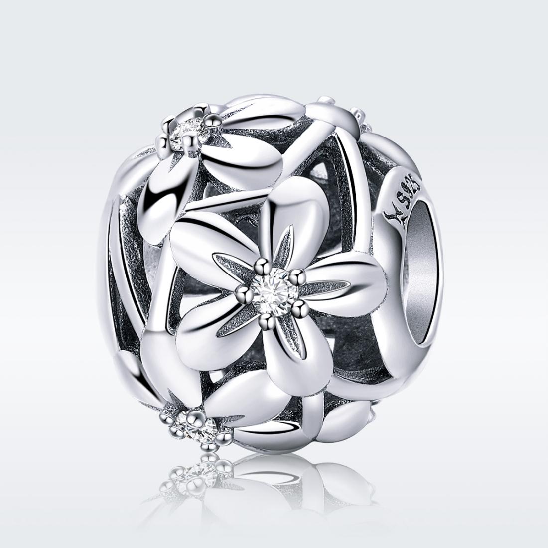 925 Sterling Silver Flower Shaped Beads For Diy Bracelets