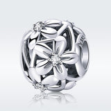 925 Sterling Silver Flower Shaped Beads For Diy Bracelets - Side View