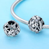 925 Sterling Silver Flower Shaped Beads For Diy Bracelets - Rear View