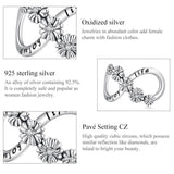 925 Sterling Silver Floral Bead Bracelet / Necklace Accessory - 45-Degree Angle