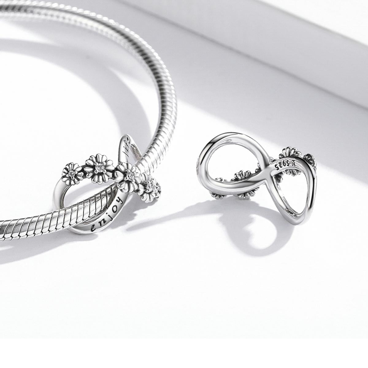 925 Sterling Silver Floral Bead Bracelet / Necklace Accessory