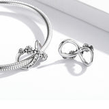 925 Sterling Silver Floral Bead Bracelet / Necklace Accessory - Rear View