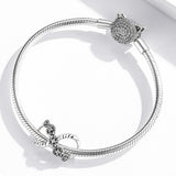 925 Sterling Silver Floral Bead Bracelet / Necklace Accessory - Close-Up Angle