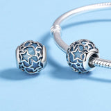 925 Sterling Silver Starry Sky Beads For Diy Bracelets & Necklaces - 45-Degree Angle
