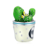 925 Sterling Silver Cactus Flower Beads For Diy Bracelets & Necklaces - Front View