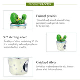 925 Sterling Silver Cactus Flower Beads For Diy Bracelets & Necklaces - Top-Down View